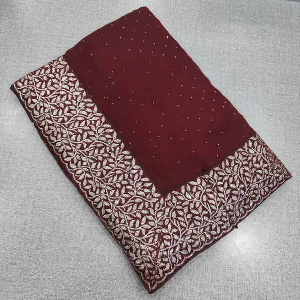 Chiffon Stone work Saree with Big Border | SR185